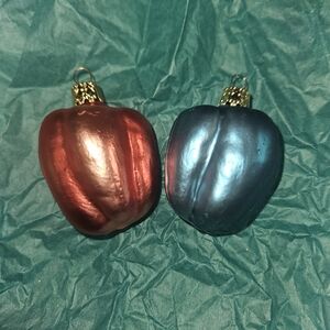 Festive Metallic Ornament Set - Red and Blue